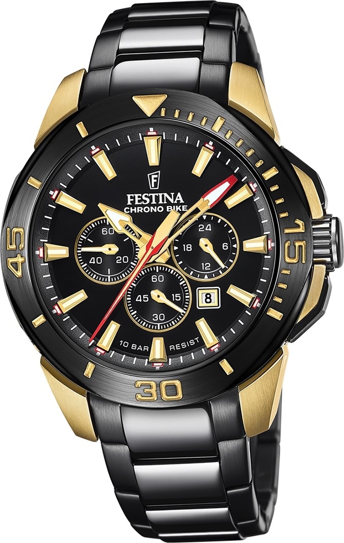 Pánske hodinky Festina z nehrdzavejúcej ocele čierne Festina Chrono Bike náramkové hodinky D2UF20644/1