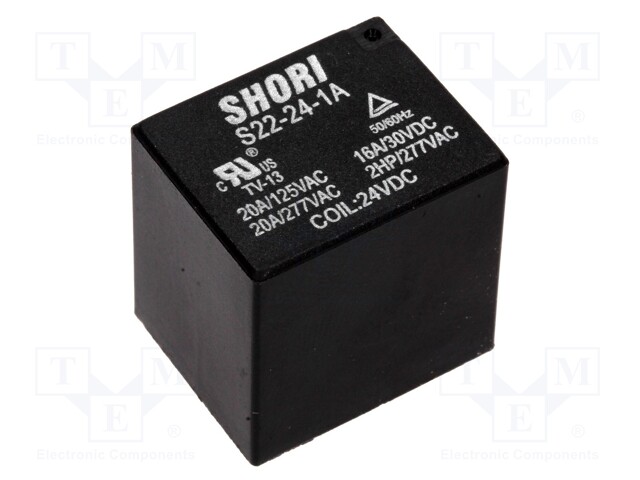 TNE 1x Relais: elektromagnetisch USpule : 24VDC 17A/277VAC S22-24-1A Elektromagnetis _1GH_S22-24-1A