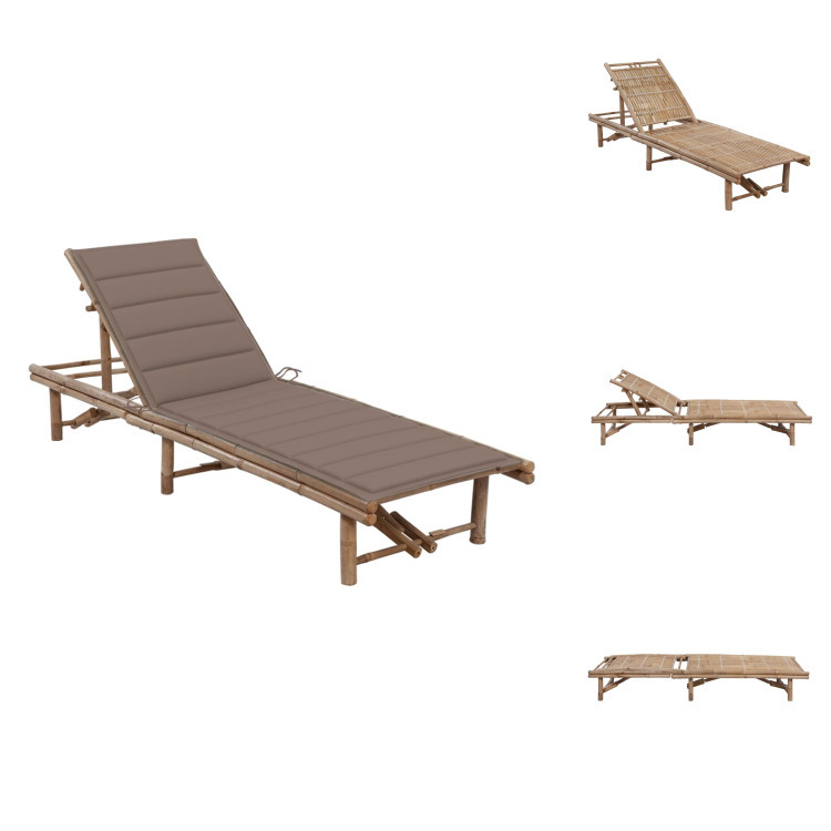 vidaXL Záhradné lehátko s bambusovým vankúšom - Lehátka