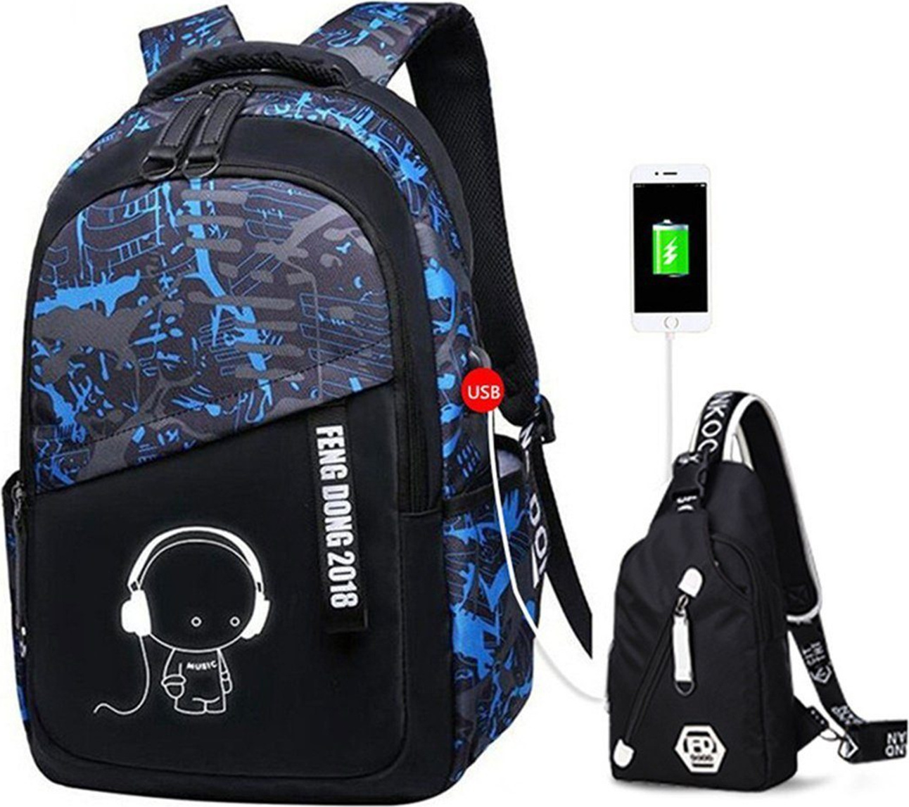 Xdovet Schulrucksack Schulrucksack, Schulranzen-Set (Schulranzen + kleiner Schulranzen)
