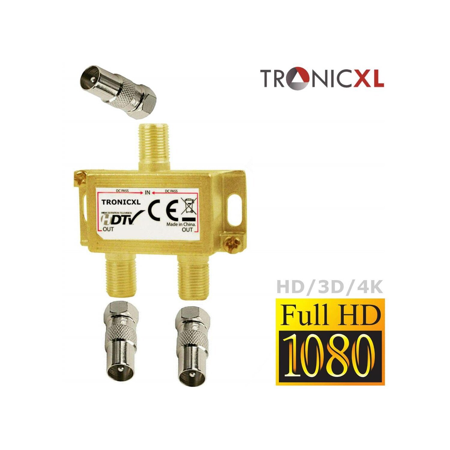 TronicXL 2-Fach BK Verteiler Premium TV Kabel Adapter Antennenverteiler Kabelfernsehen
