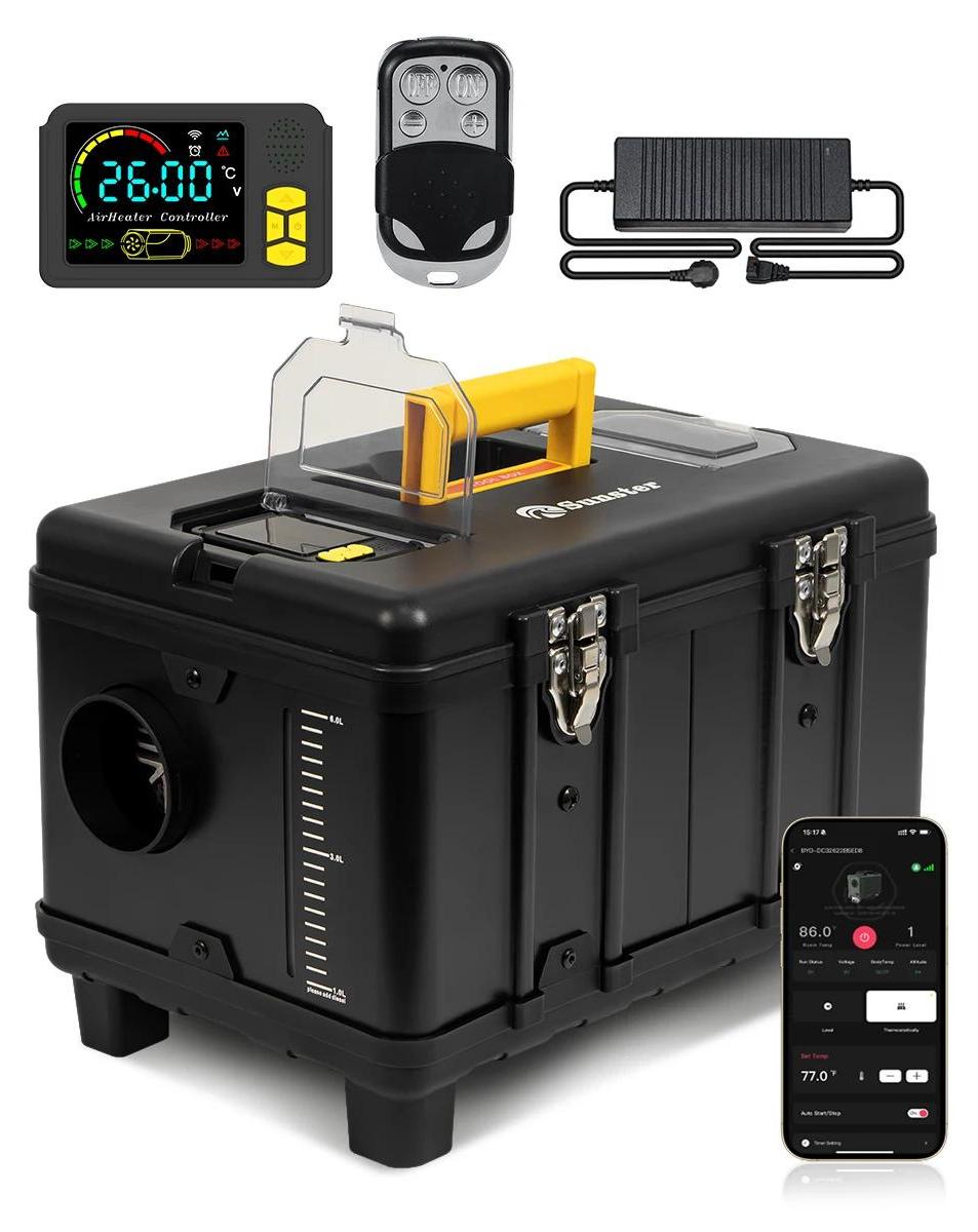 StarTech Tragbare Diesel-Luftstandheizung - Parkheizung 8 kW - 12/24V & 220V - App/Bluetooth, LCD & Fernbedienung - 5 l Tank - 35 dB leise - 20–25 m²