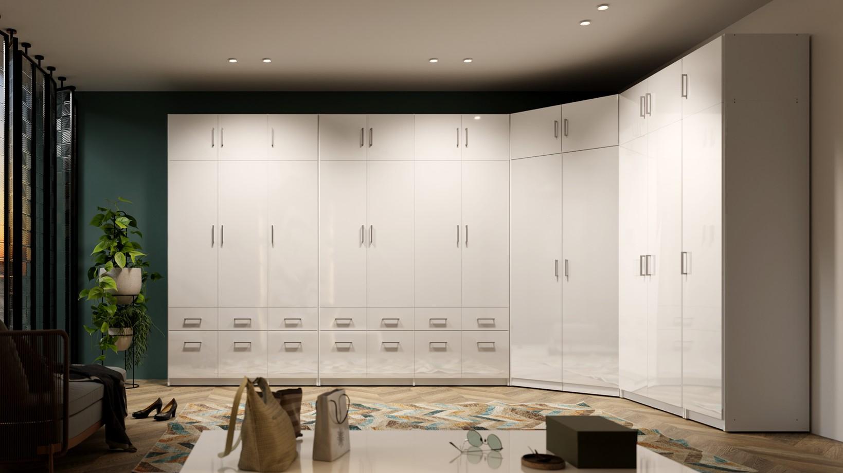 VENETI Schmaler Kleiderschrank 47 cm CERETE 1 - weiß 146-08-00111