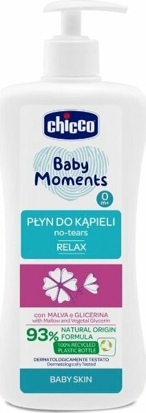 Chicco Baby Moments, Flüssiger Badeschaum mit Malvenextrakt, 500ml, ab 0m+