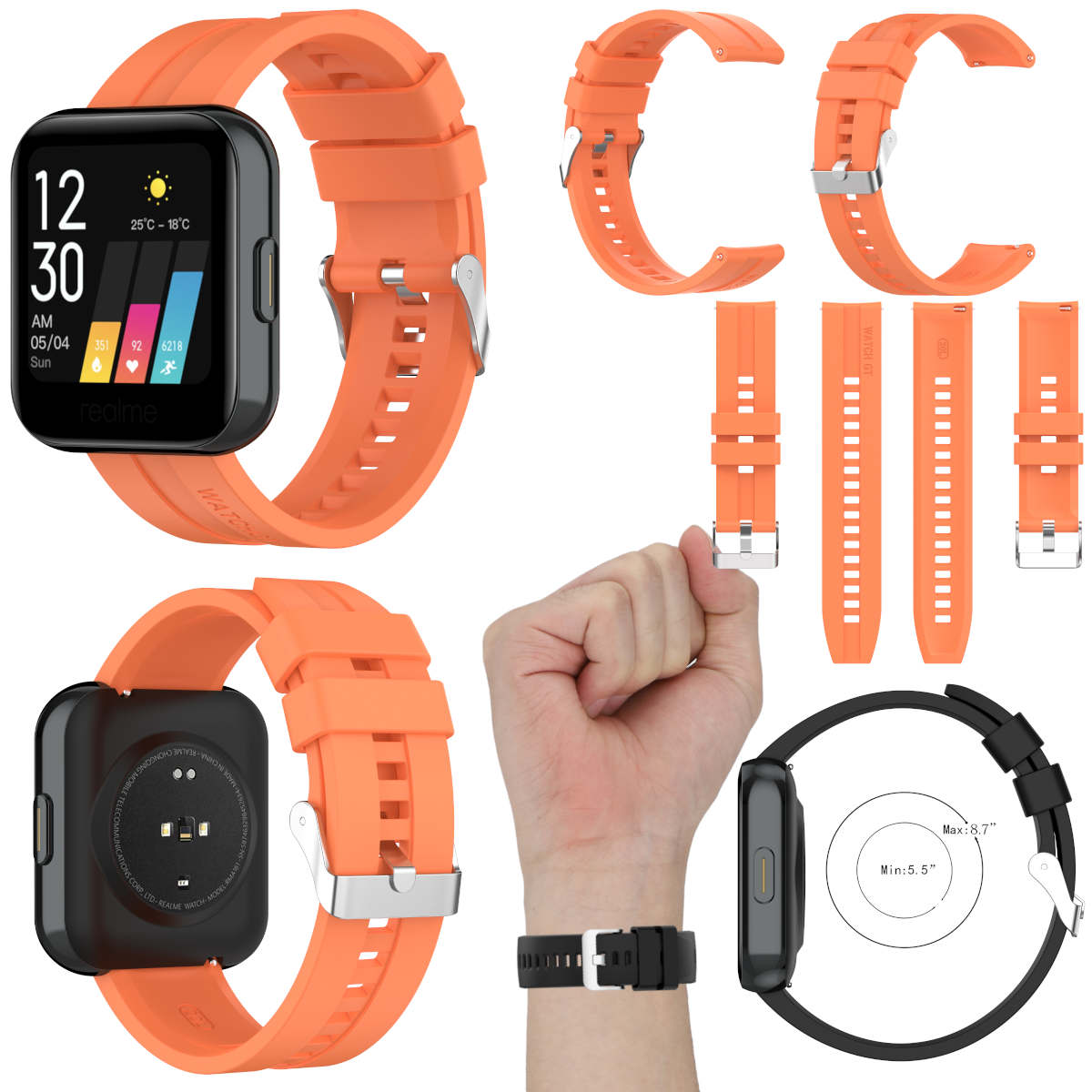 Pre Huawei Watch GT 20mm Diana Fitness hodinky Plastový silikónový náhradný remienok Orange New