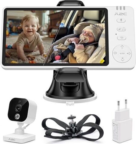 APPS2CAR Detská monitorovacia kamera 2 v 1 1080p Domov a auto HDR Nočné videnie bez WLAN (maximálny dosah cca 300 m) Video Intercom