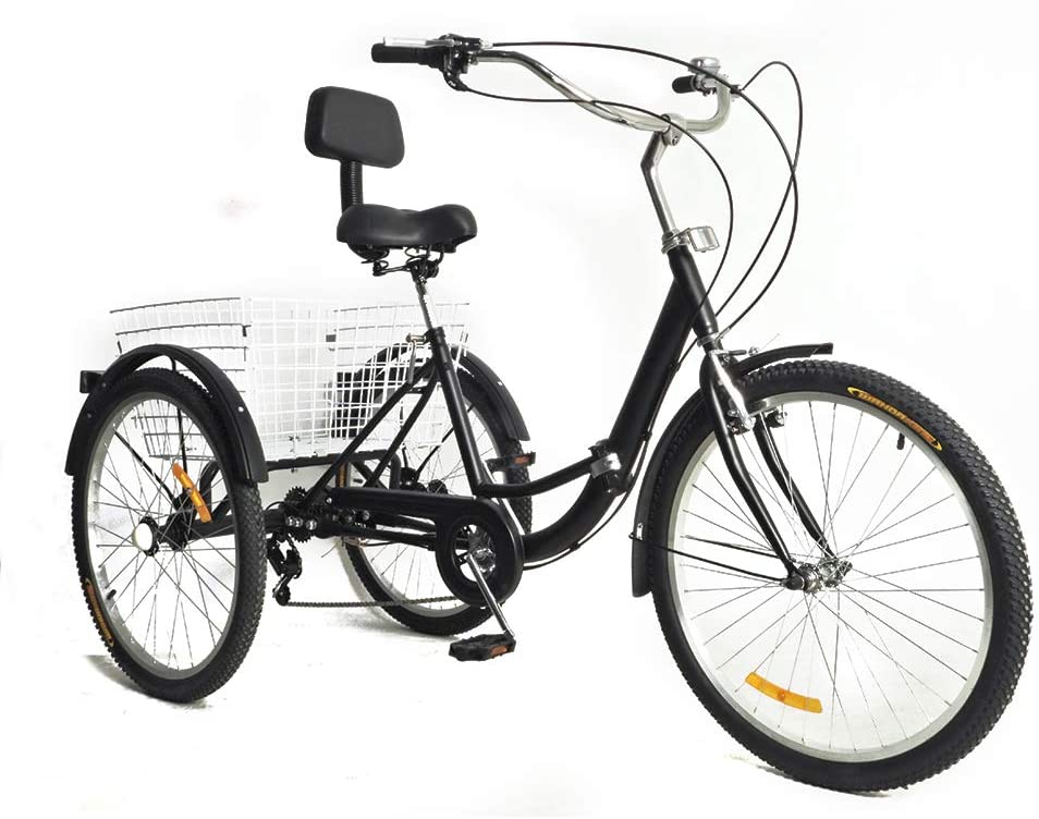 Ridgeyard 26''Shopping Fahrrad 7-Gang  Dreirad Erwachsene Trike Fahrrad Radreise 