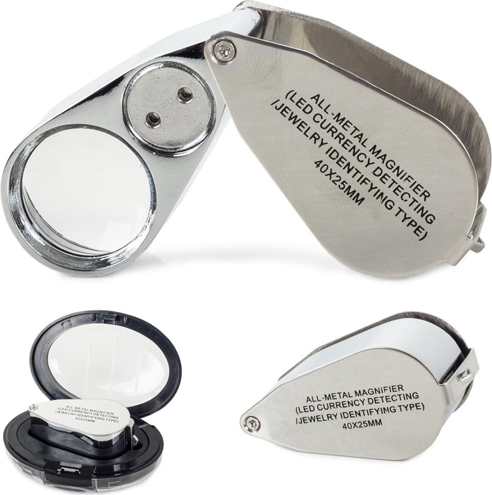 Verk Einschlaglupe 2 LED UV Metall 40x 09109