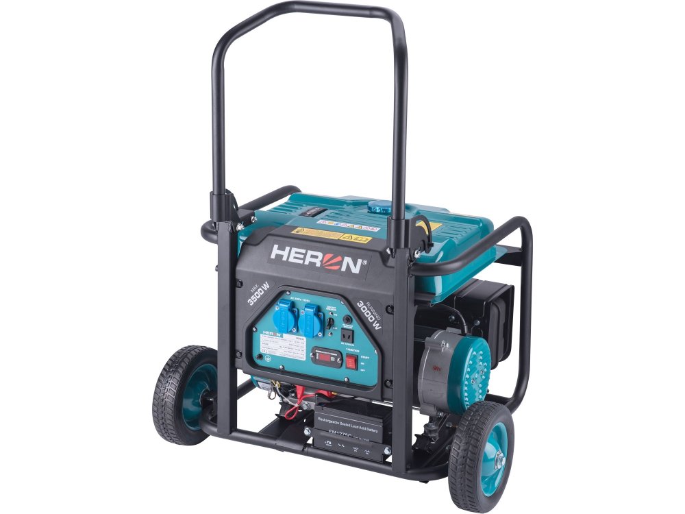 HERON 8896141 Benzínový generátor, 7,5 hp/3,5 kW, podvozok, elektrický štart