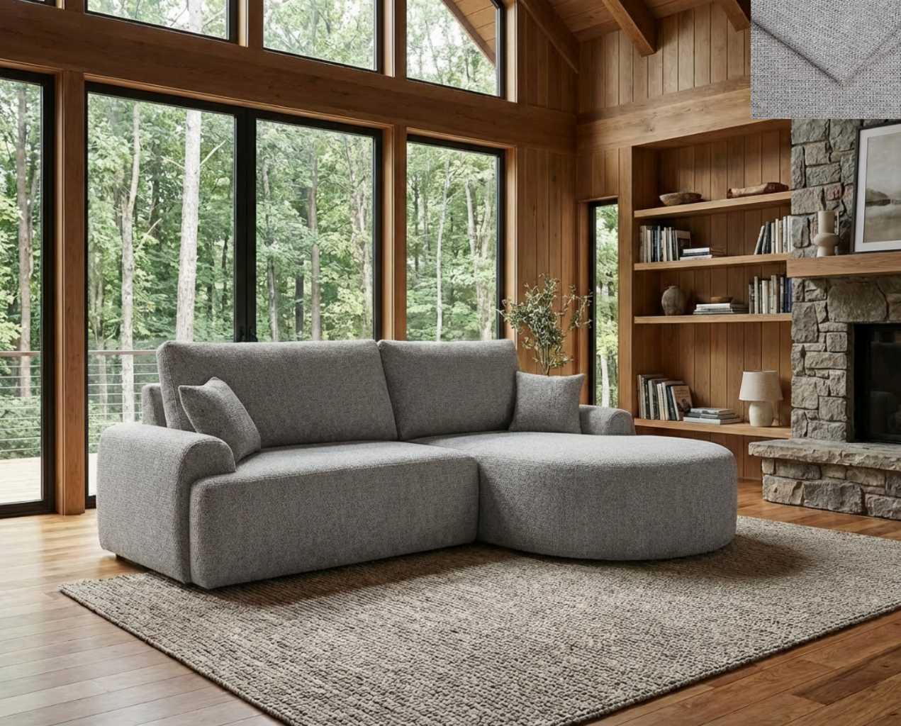 Ecksofa TERACINA Nordelo mit Schlaffunktion und Bettkasten Universal L/R 246 cm Stoff GLOW 15 GRAU ECKC-TERAC-GLOW-15