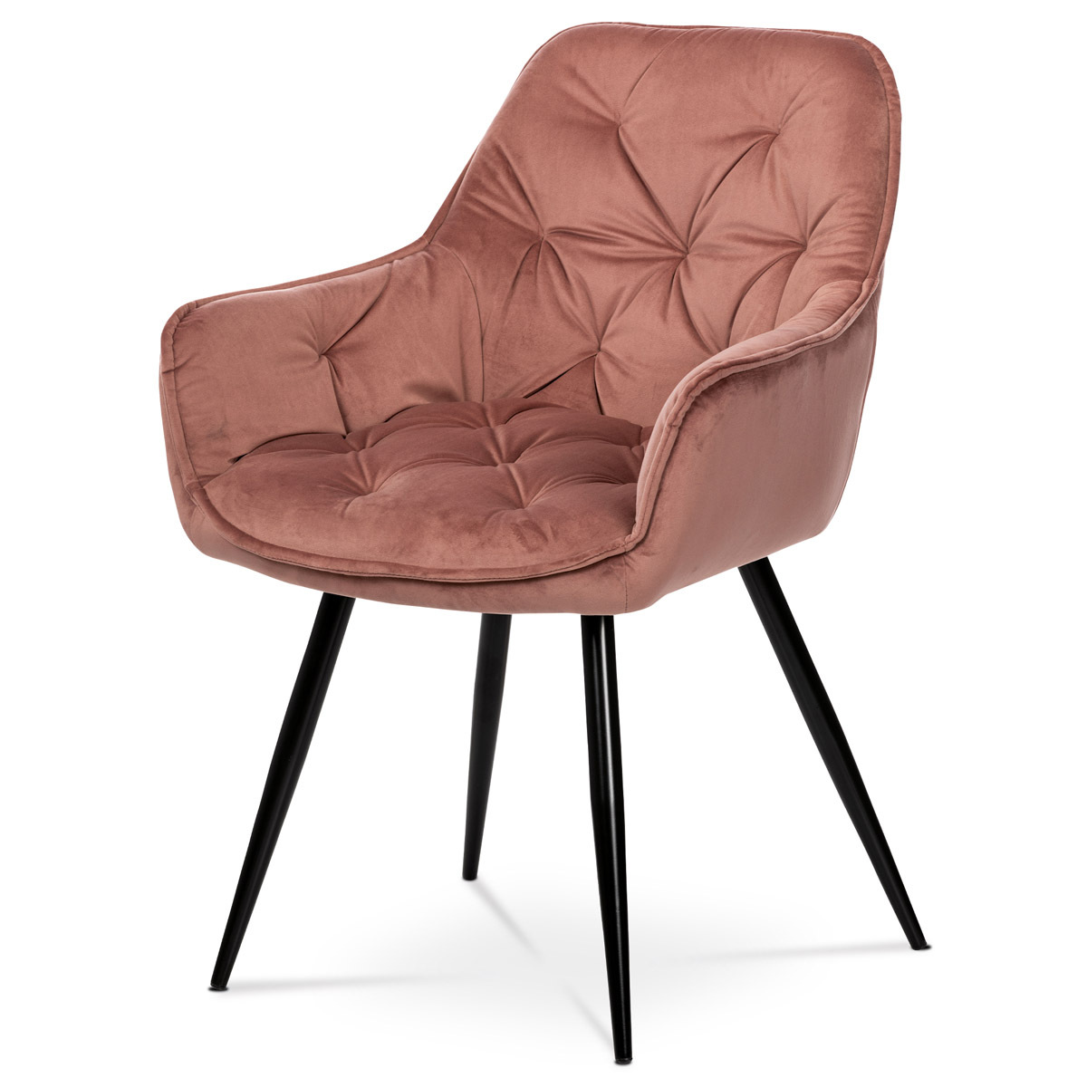 Autronic Esstühle, Abdeckung von Strror Pink Samt Stoff, Metall 4 -Ferierte Wurzelstock, schwarzer Lack -DCH -421 Pink4 415777