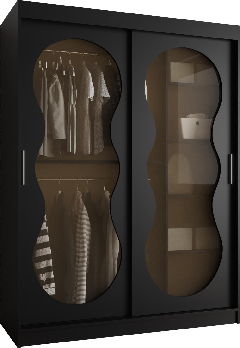 MEBLE KRYSPOL Kleiderschrank mit Glas 150 x 200 x 62 cm BAHRAJN 3, Schwarz BAHRAJN 3 150 CZ