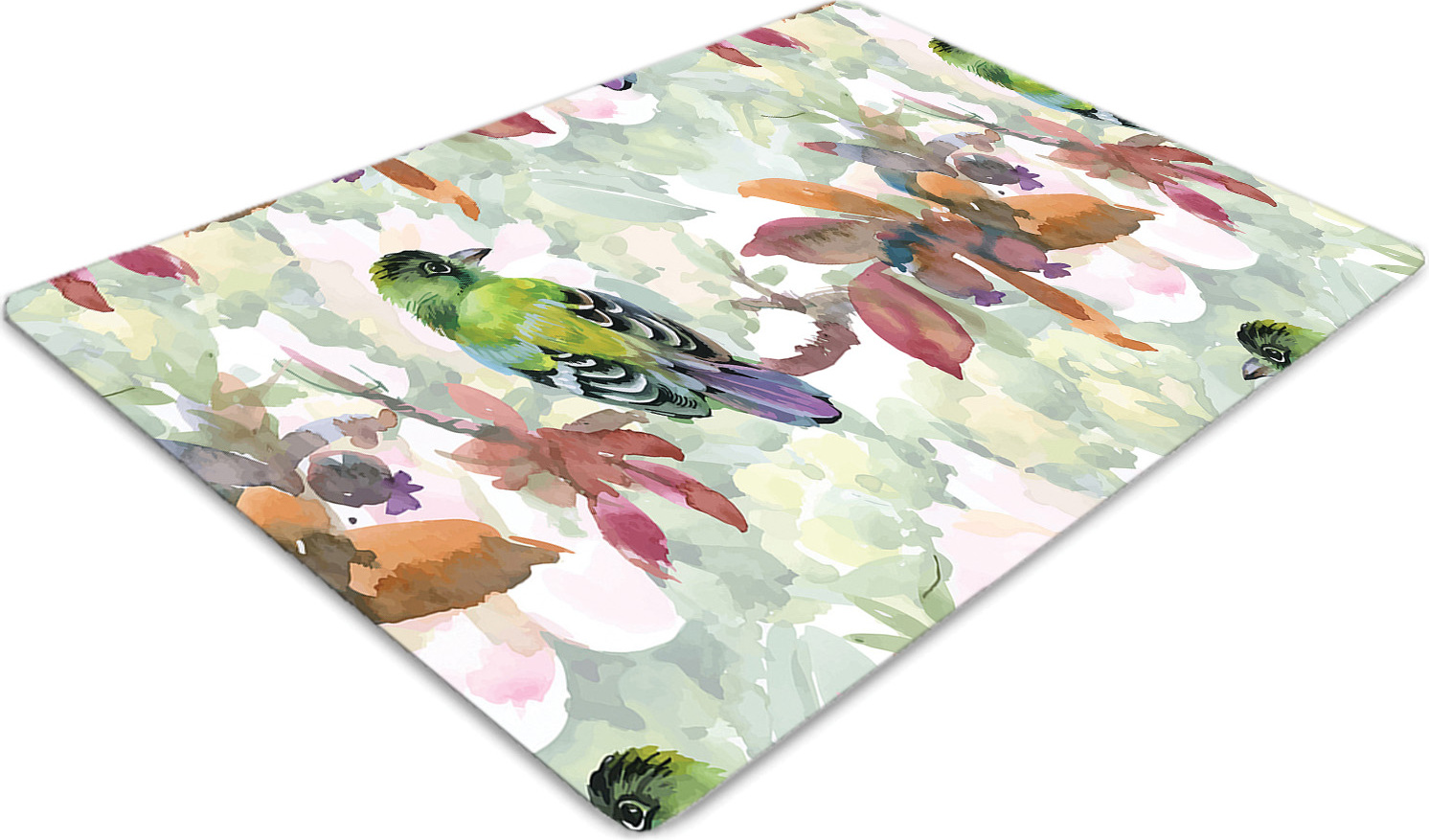 Podlahová ochranná podložka - Ochranná podložka pod stoličku - Podlahová podložka - 100x70 cm - Exotické vtáky