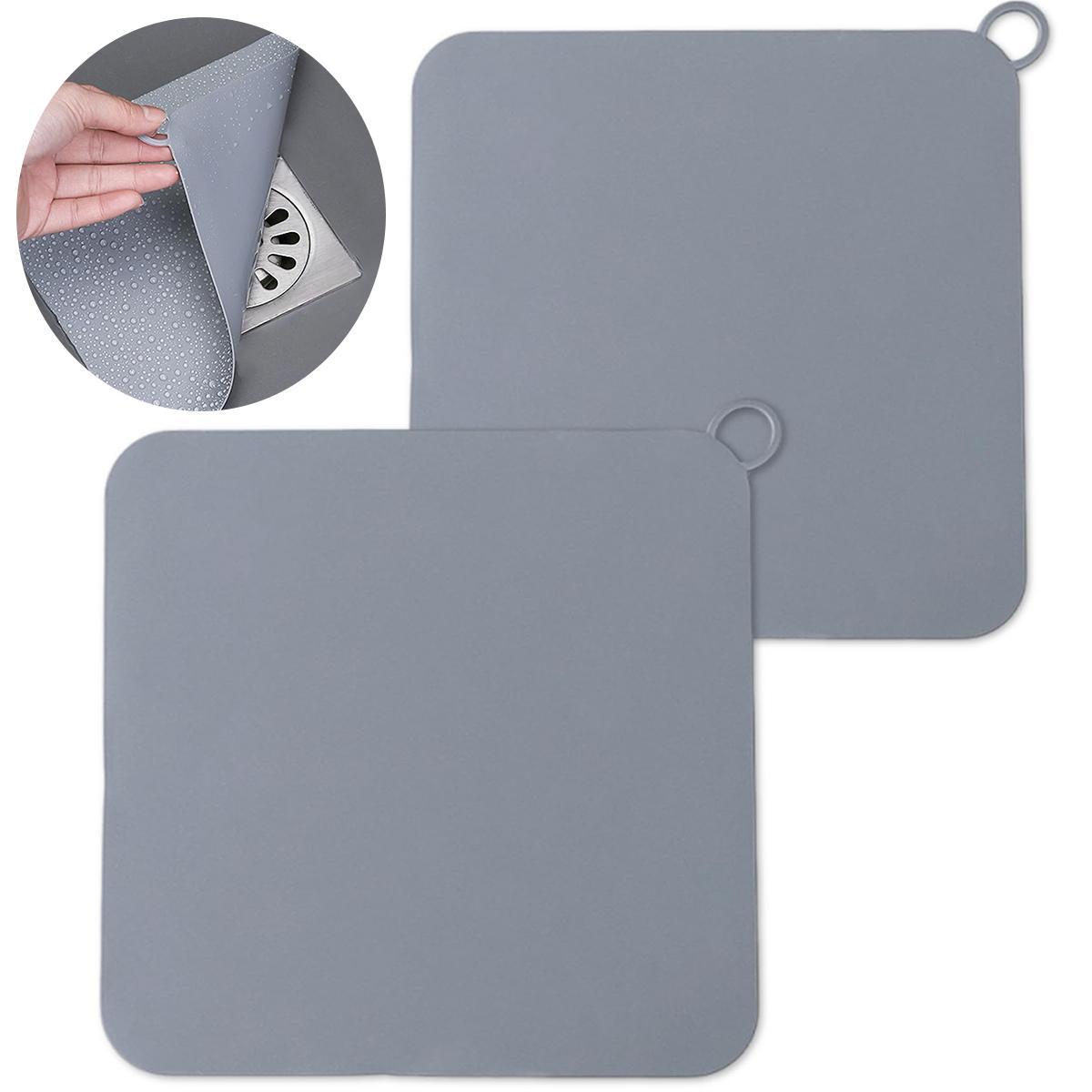 Dopwii 2er Duschabfluss aus Silikon, Abflussabdeckungen, Bad Anti-Geruch-Abflussabdeckung, 19,7*19,7CM,Grau KAUF-TRAD-BH578-029