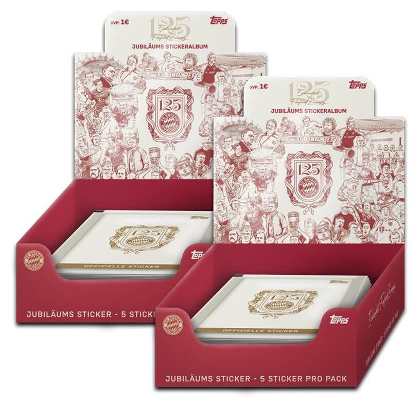 Topps FC Bayern München - 125 Jahre - Sammelsticker - 2 Displays (60 Tüten)