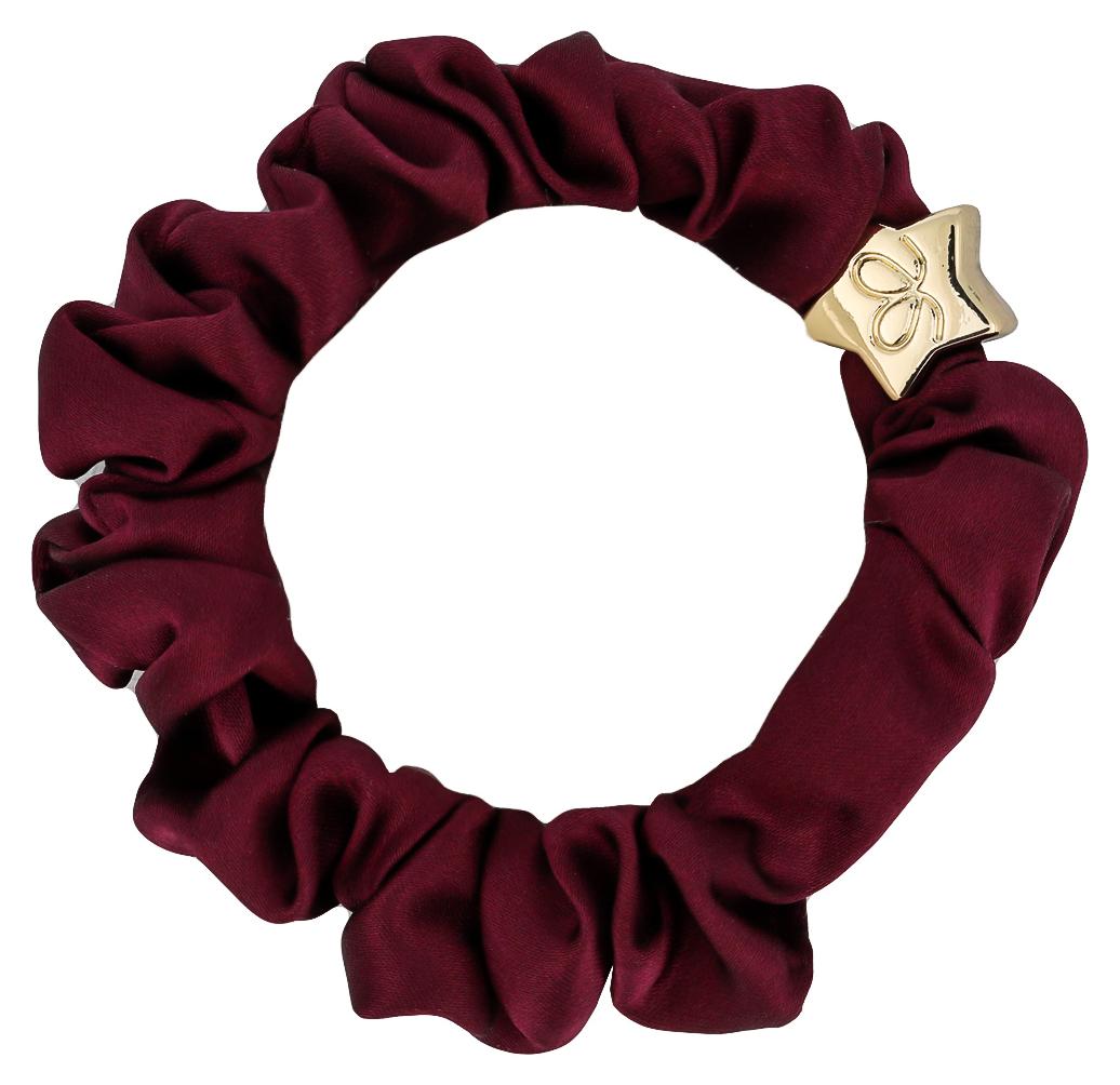 By Eloise London Gold Star Silk Scrunchie Sangria