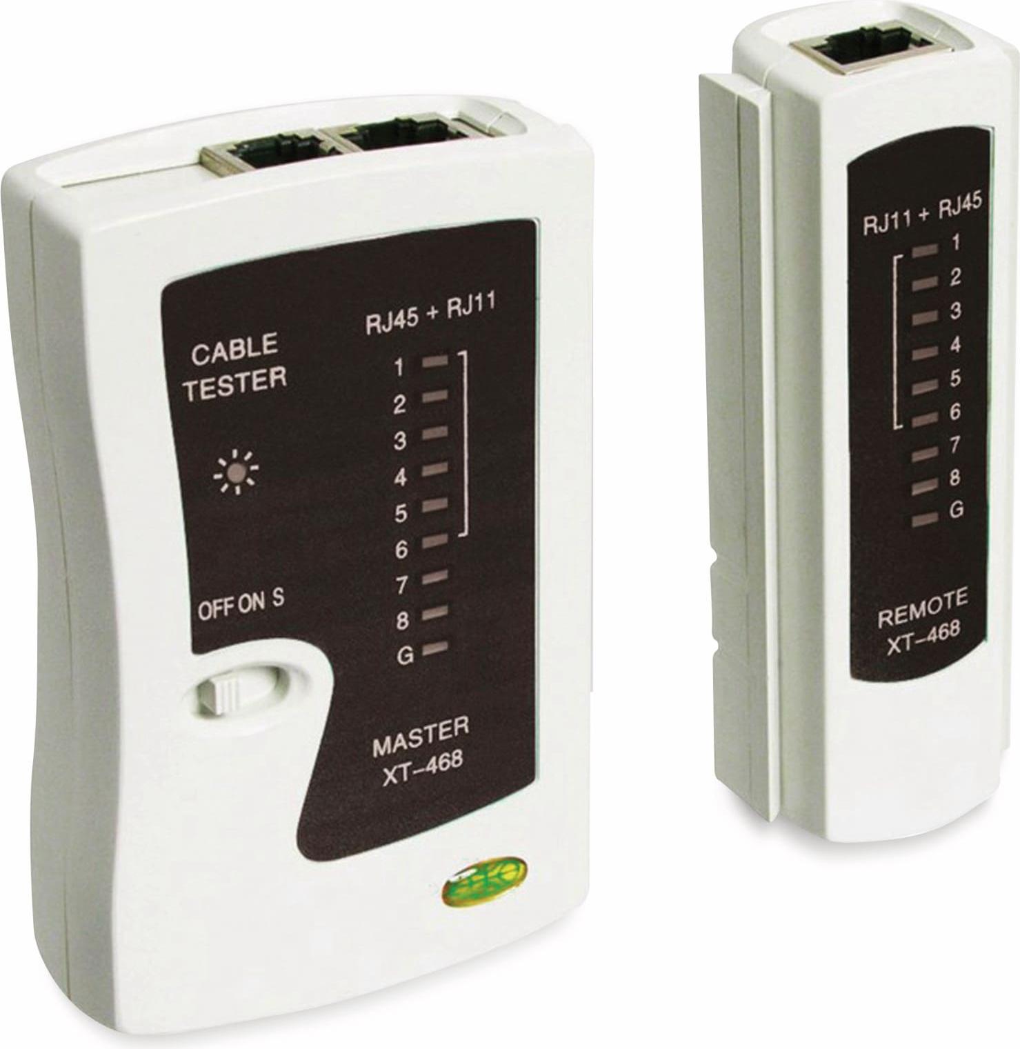 Goobay 68856 Netzwerk Kabeltester, Schwarz-Weiß - zur Prüfung von CAT 5/6 Netzwerk- und ISDN-Verbindungen