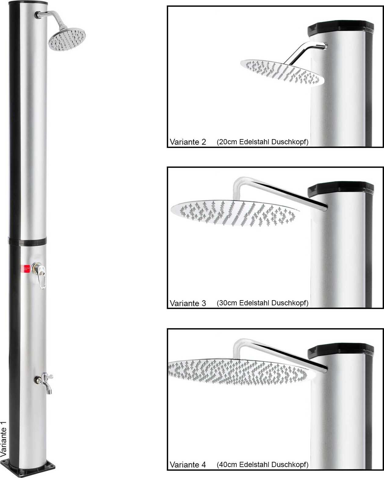 Steinkirch Solar Gartendusche, Duschkopf:Steinkirch 300 mm 111.1123