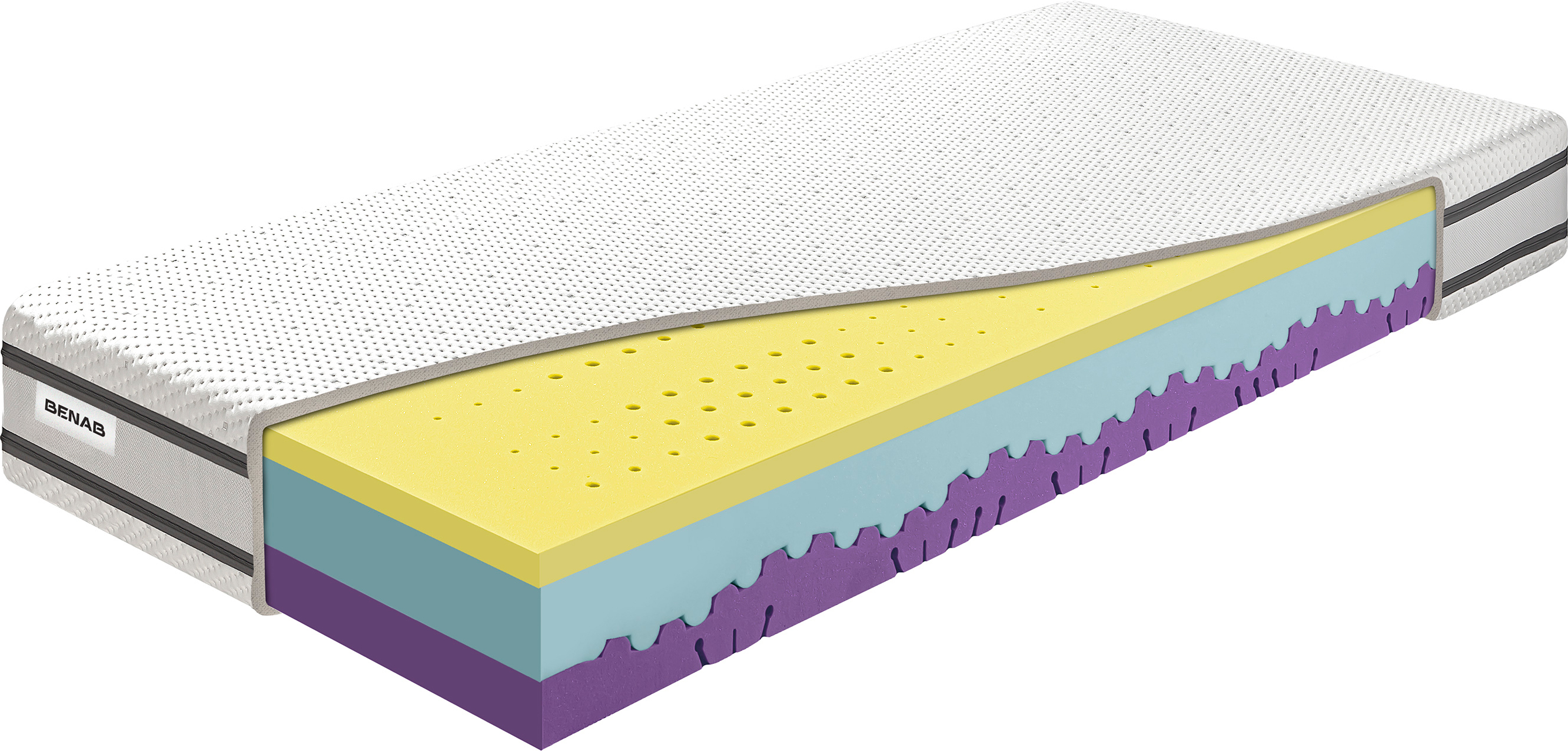 Kaltschaummatratze Benab Victory Sport&Active 23 Matratze 100 x 200 cm H3 / H4 hart 23 cm hohe Kaltschaummatratzen, Antibakterieller Schaum SANITIZED, HR-Schaum, HR Grand Soya, 7-Zonen-Profilierung, Partnermatratze, Hot Melt,