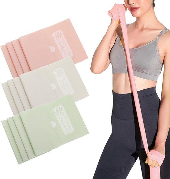 Benza Ibenzoa® Set mit 3 Widerstandsbändern (TPE, latexfrei, hautfreundlich) – 15 lbs (Pink), 20 lbs (Grau), 25 lbs (stärkste) für Fitness, Yoga & Pilates, mit Tragetasche