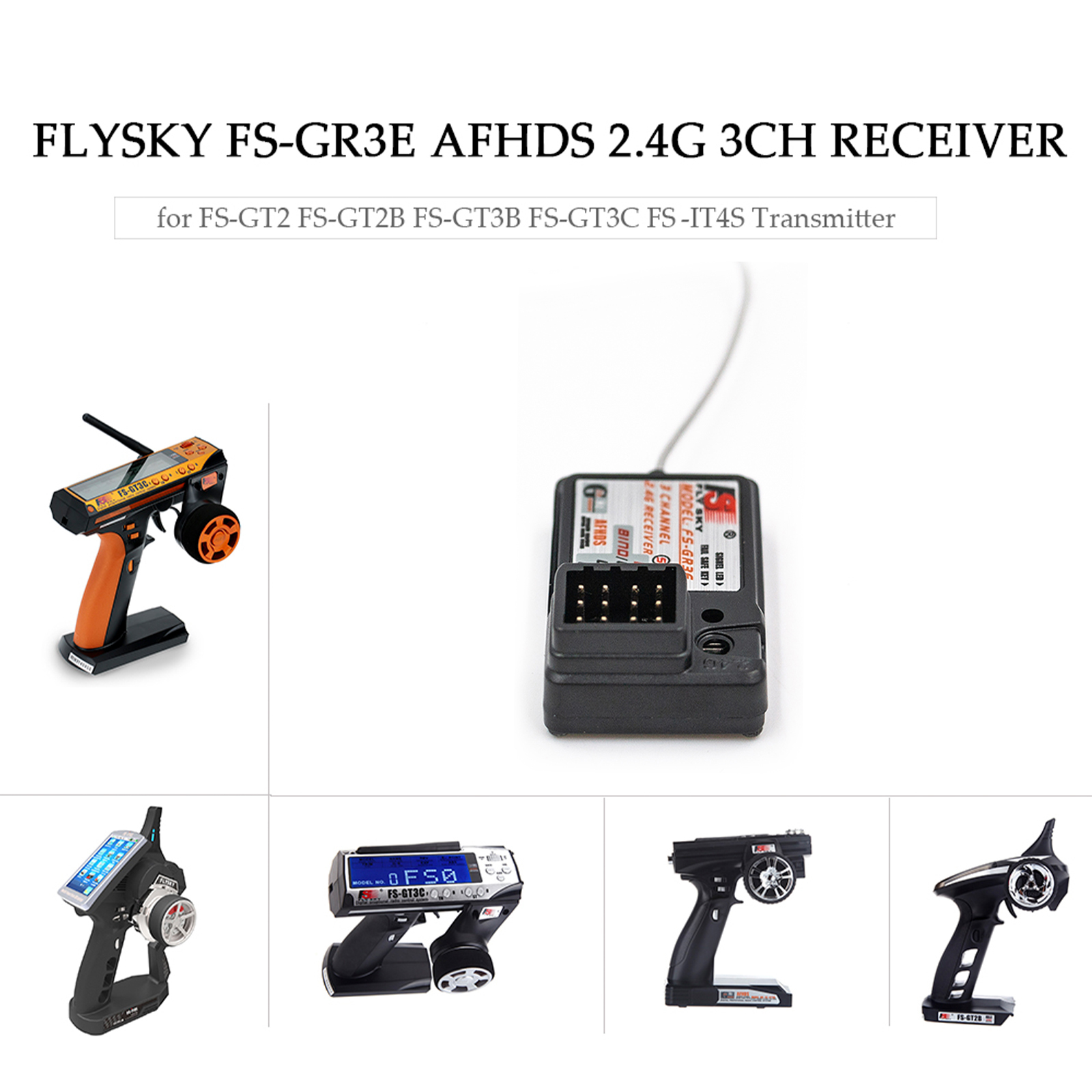 Lixada 4 STueCKE Flysky FS-GR3E AFHDS 2,4G 3CH Empfaenger fuer FS-GT2 FS-GT2B FS-GT3B FS-GT3C FS-IT4S RC Auto Boot