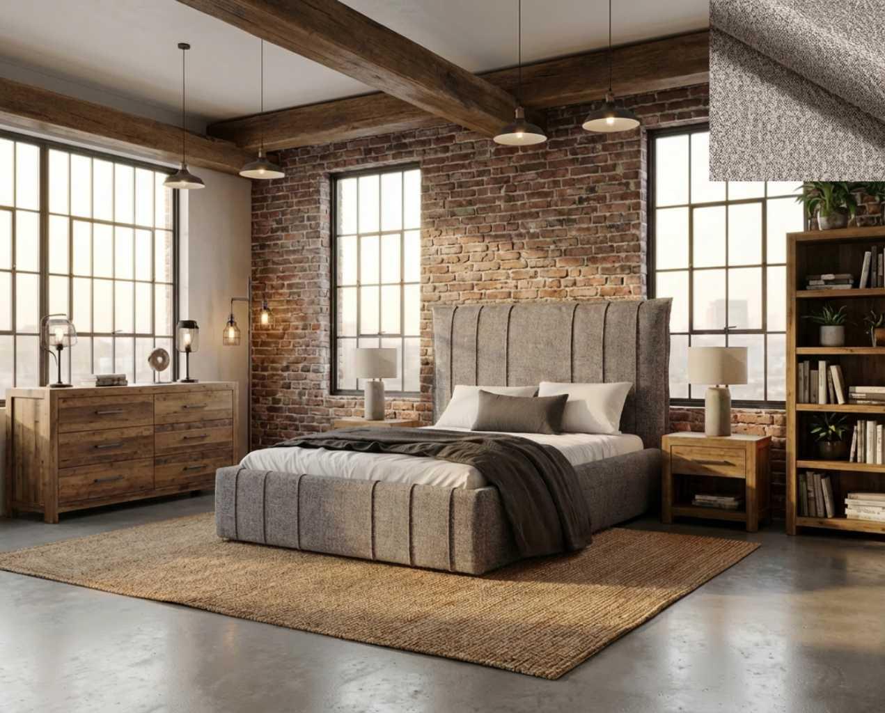 Polsterbett SANTI Nordelo LEGEND 3 Beige, 200×200 cm, Bettkasten, Metall-Lattenrost POLB-SANTI-LEGD-87–200