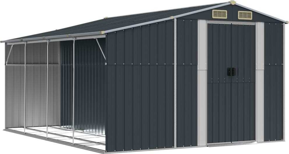 vidaXL Záhradný prístrešok antracit 277x365,5x179 cm Pozinkovaná oceľ