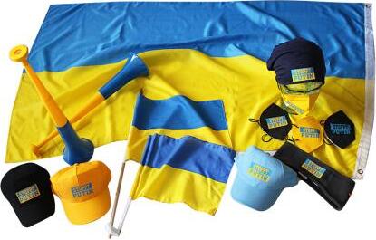 Fan-Omenal Großes 9teiliges UKRAINE Set - Zeigen Sie Solidarität in Blau-Gelb