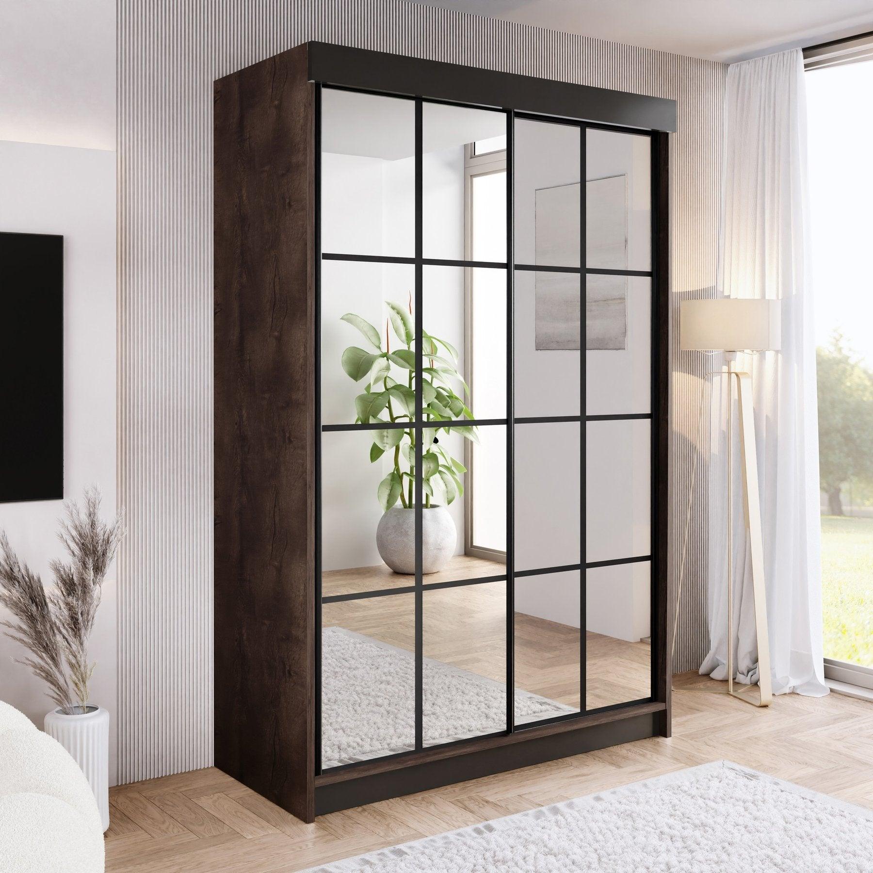 Steviallo Kleiderschrank ARI 2 150 cm - 3 Farben. Variante: Farbe Dunkle Esche, Größe 150x200x62
