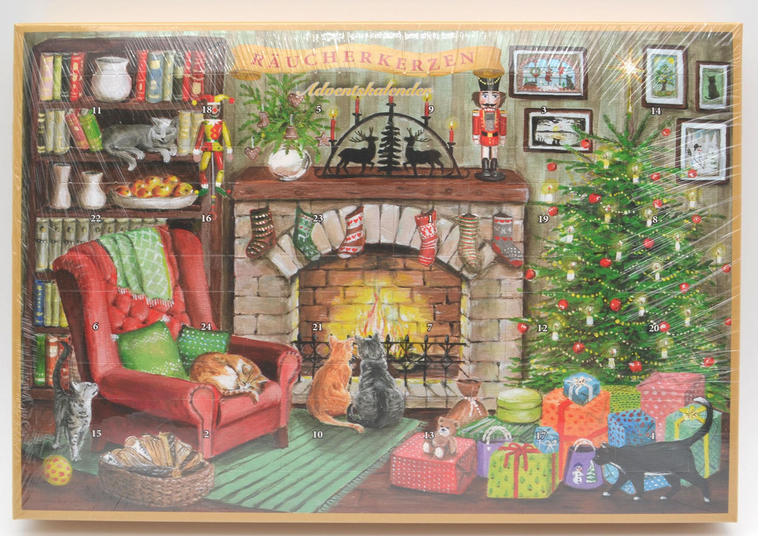 Sternehaus 24 Räucherkerzen Adventskalender Katzen am Kamin