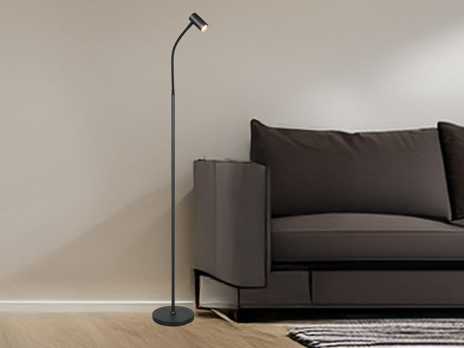 Meine Wunschleuchte Kleine LED Stehlampe Schwarz dimmbar, flexible Leselampe schmal Wohnzimmer Ecke R468510LM32