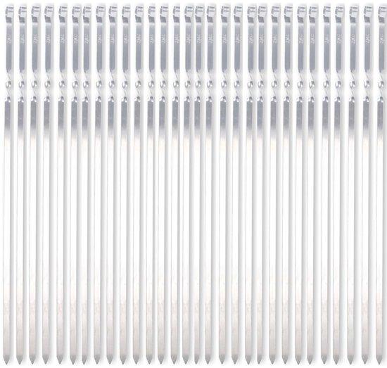 Unyqoos® Edelstahl-Grillspieße 30er Set – 55 cm, 1,5 mm, flach, rostfrei & wiederverwendbar, spülmaschinenfest für BBQ, Grill und Lagerfeuer