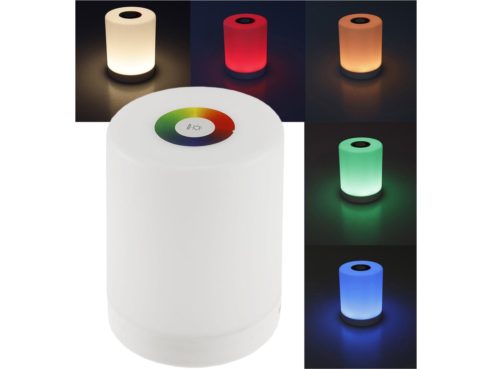 Tischleuchte RGB Farbwähler und warmweiß - Touch Funktion - USB  Ladefunktion