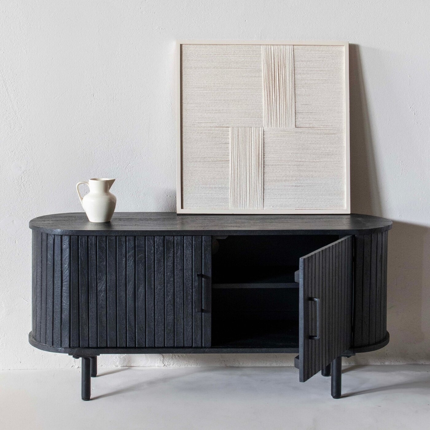 TV-Möbel Schwarz - Mangoholz - 120cm - TV-Möbel Merel - Giga Meubel