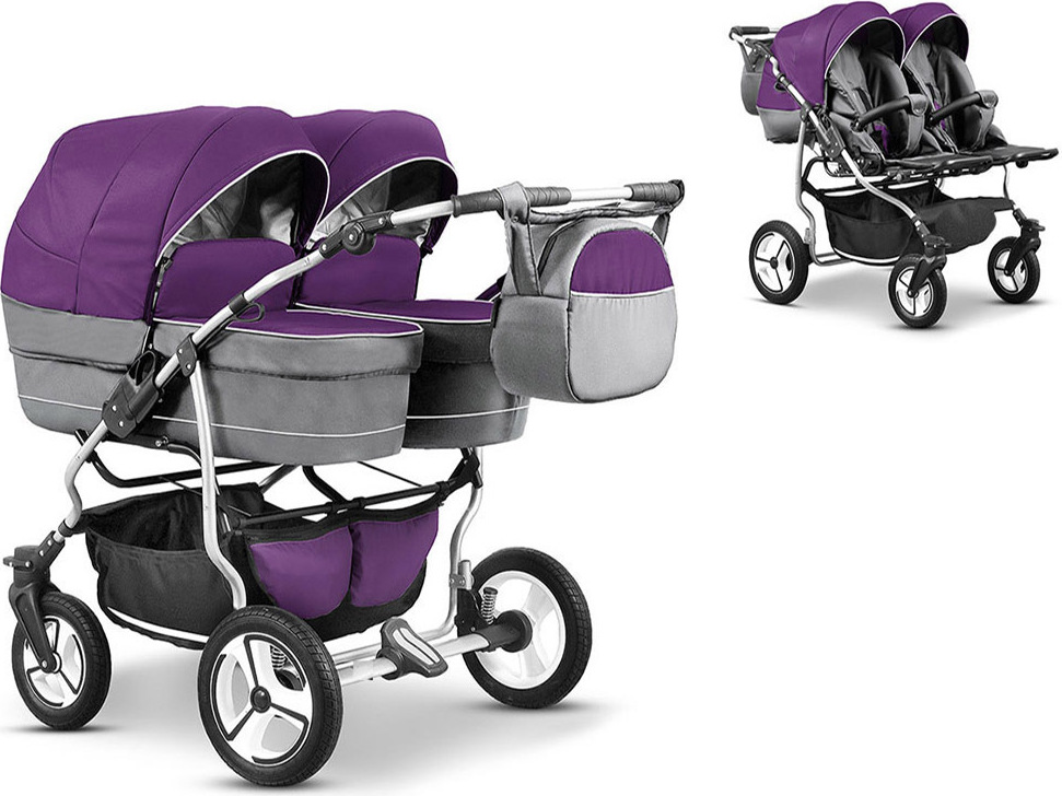 Zwillingskinderwagen 2 in 1 Twin Star inkl. Sportsitze - 10 Teile - in 16 Farben