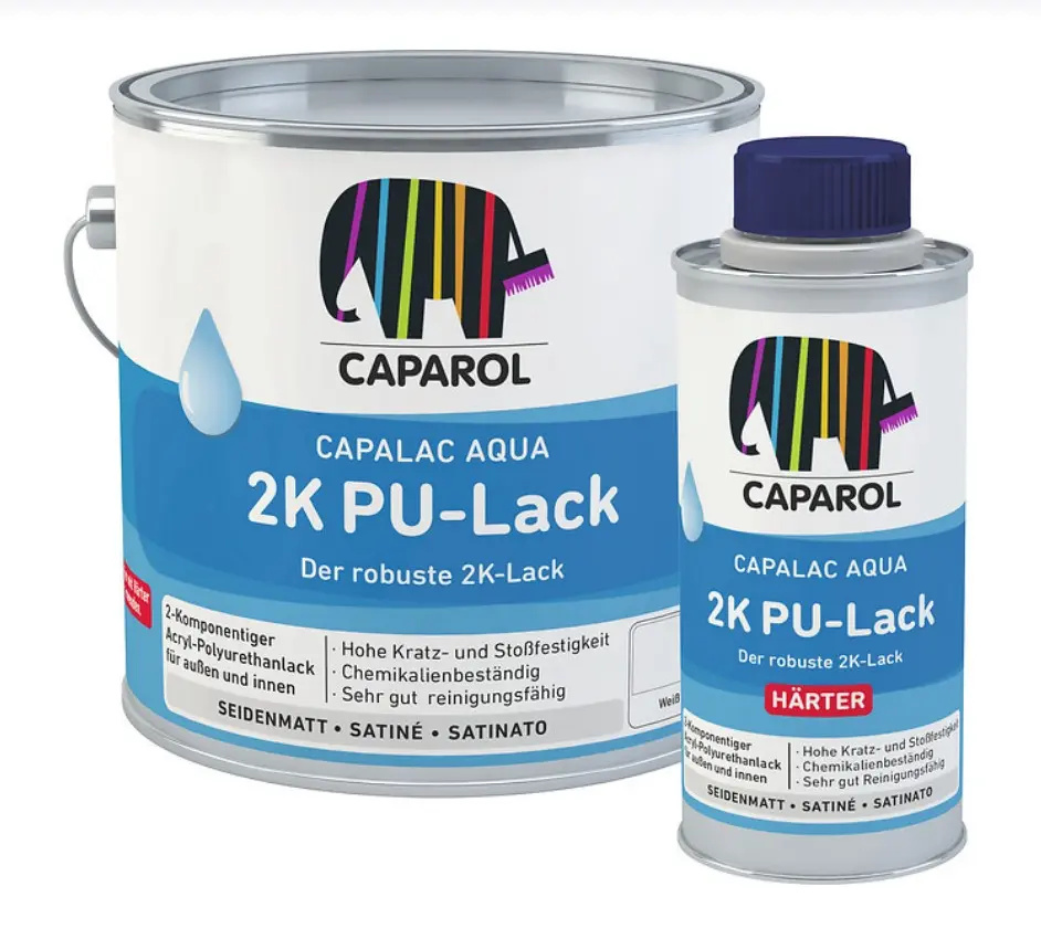 CAPAROL Farben Caparol Capalac Aqua 2K PolyurethanLack, weiß Set Komp. A+B, 2,5L : 2,5 Liter 316709