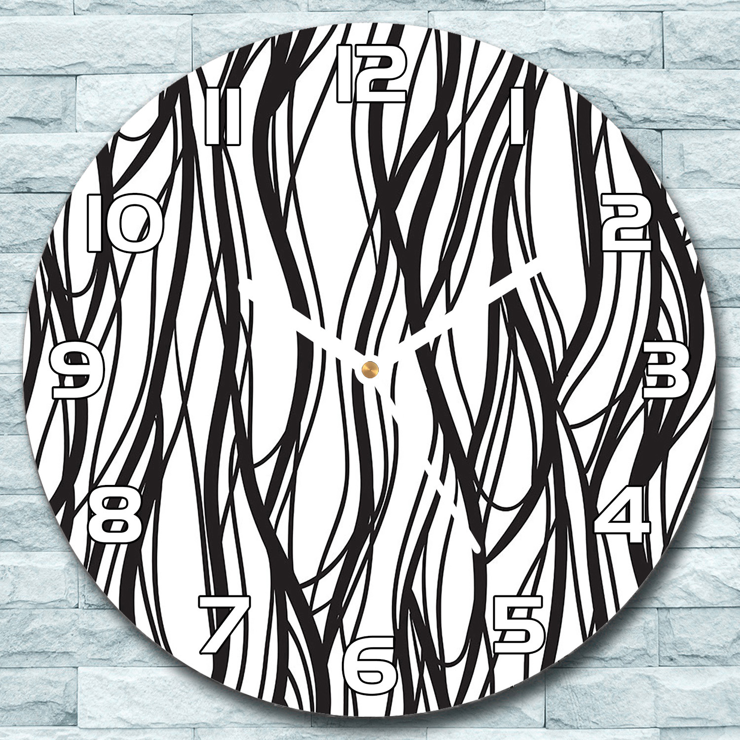 coloray Wanduhr aus Glas Rund fi 30 Wellenlinien Quarz Deko Schlafzimmer Büro zso-white-f30-Patterns-111
