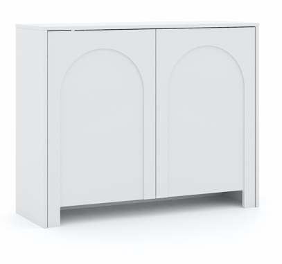 Vivaldi „Arco“ Hohe Kommode mit zwei Türen für Wohnzimmer oder Schlafzimmer – in Weiß, mit fronten in gebogener Form – 100 x 35 x 81 cm.