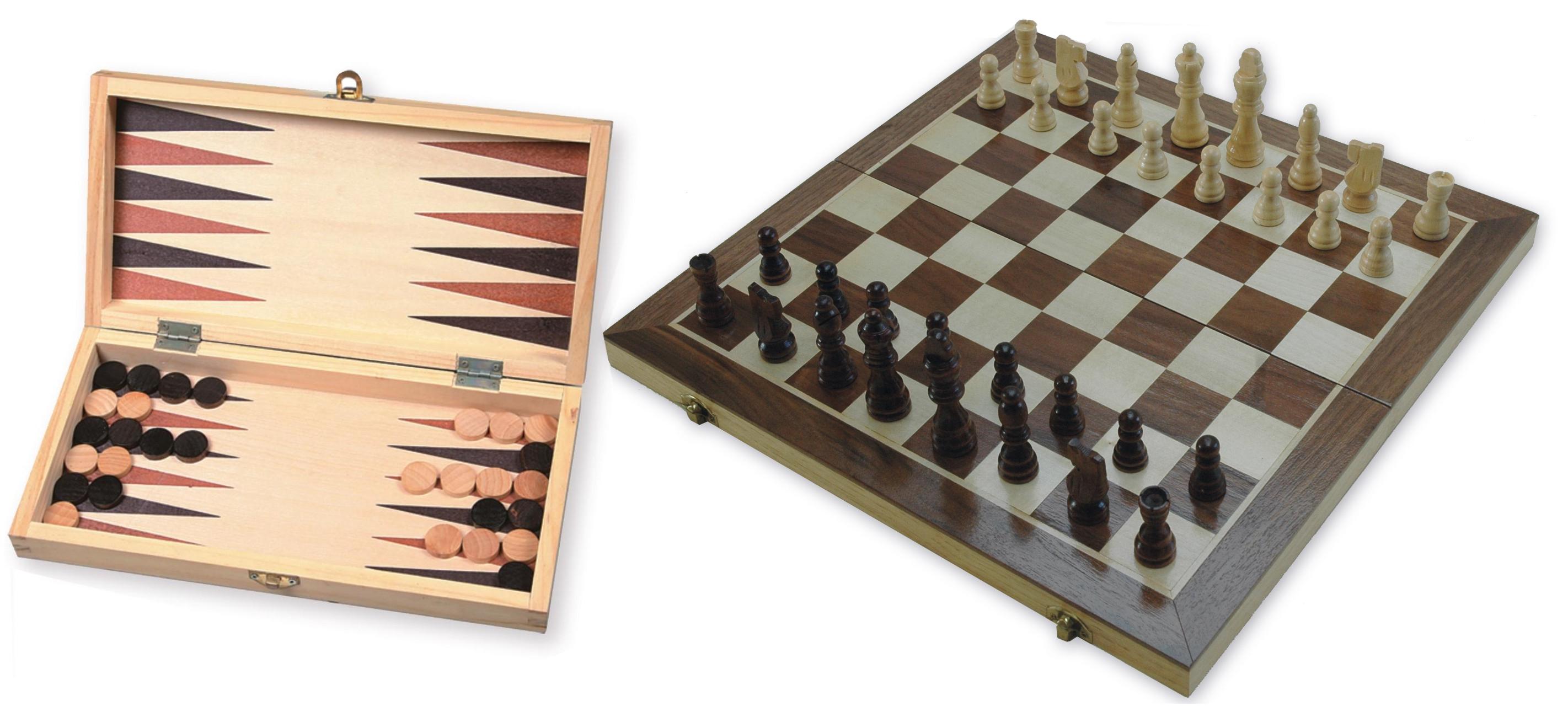 HOT Games Schach-/Backgammon Klappkassette Eingelegt 29cm. 670016
