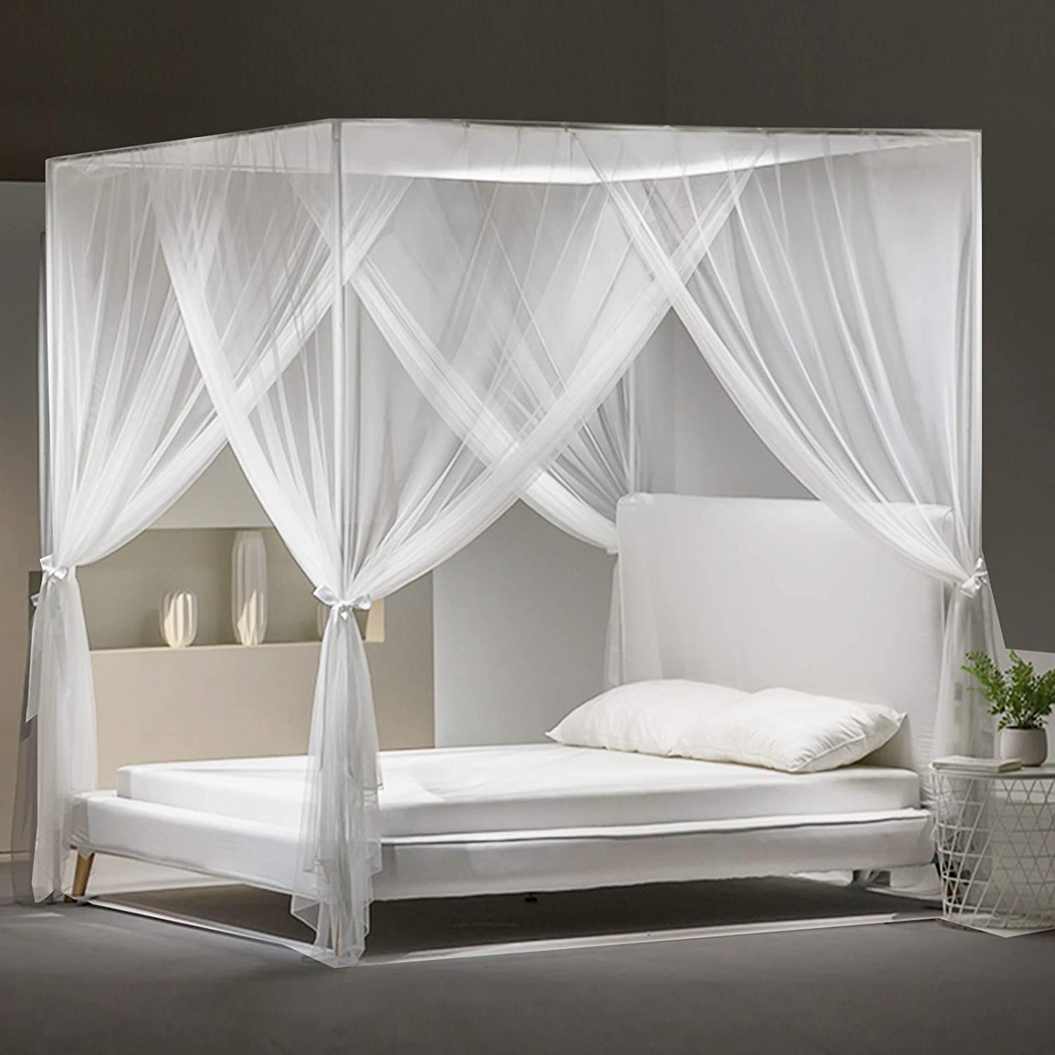 DECARETA Moskitonetz Bett Doppelbett Großes Mückennetz Weisses  Mückenschutznetz 60 * 260 * 1100 cm Fliegennetz Rund Insektennetz Bett für  Doppelbett