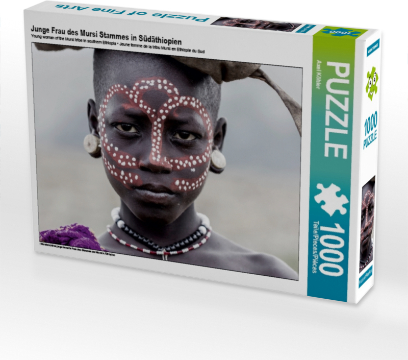 CALVENDO Puzzle Junge Frau des Mursi Stammes in Südäthiopien | 1000 Teile Lege-Größe 64x48cm Foto-Puzzle für glückliche Stunden