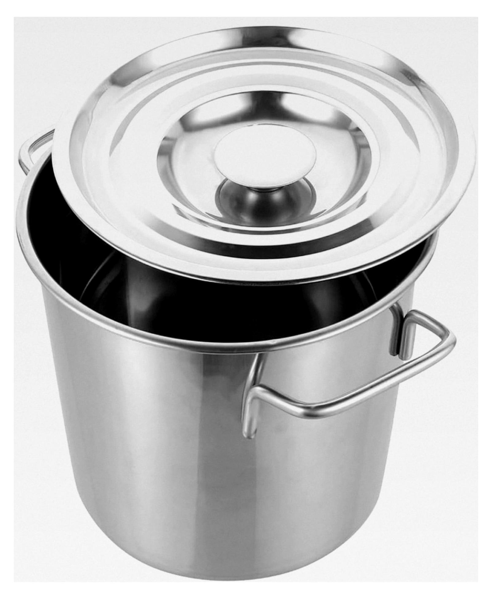 Markenlos Suppentopf aus Edelstahl 25 cm mit Deckel – Multifunktionaler Suppeneimer mit Griffen für Küche und Haushalt