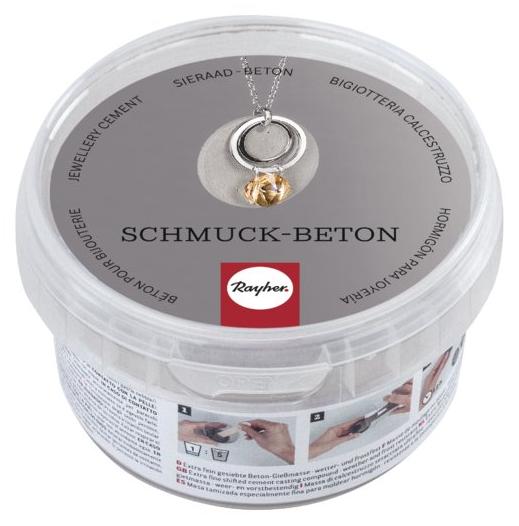 RAYHER Schmuck-Beton, zum Gießen von Schmuckanhängern, Eimer 300g, Hellgrau 34166000