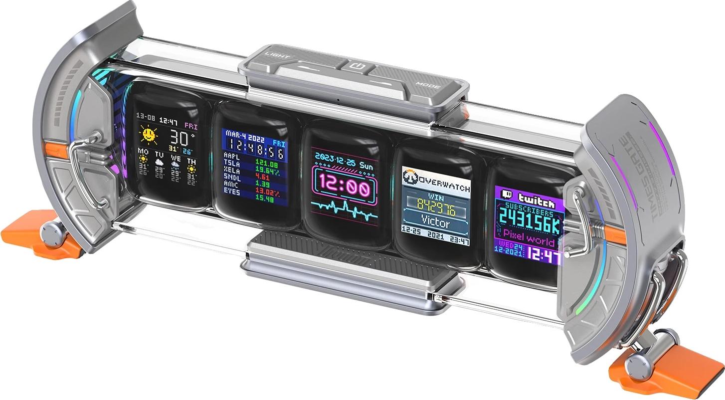 Pixelartové hodiny, inteligentné ovládanie aplikácií, RGB LED displej, Times Gate grey