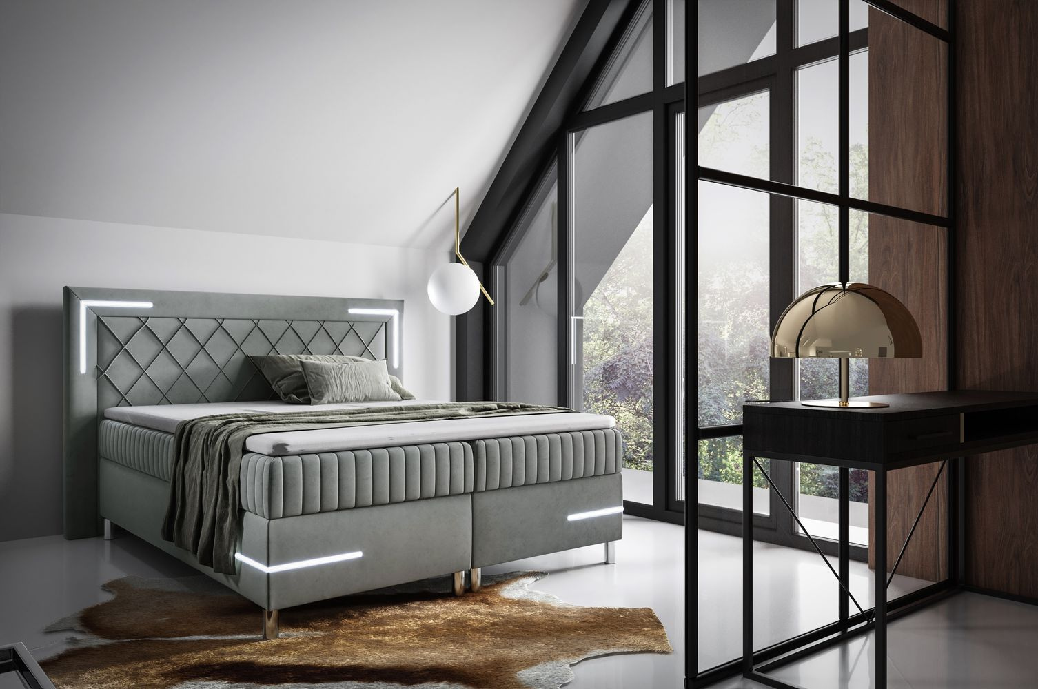 Manželská posteľ 140x200 RONA 3 - šedá + topper ZDARMA