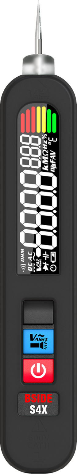 Douself BSIDE S4X AC Spannungsprüfer 12–300V, elektrischer Leckage-Erkennungsstift, EBTN-Anzeige, Stromkreis-Durchgangsprüfstift mit NCV-Spannungserkennung, Live-Draht-Prüffunktionen