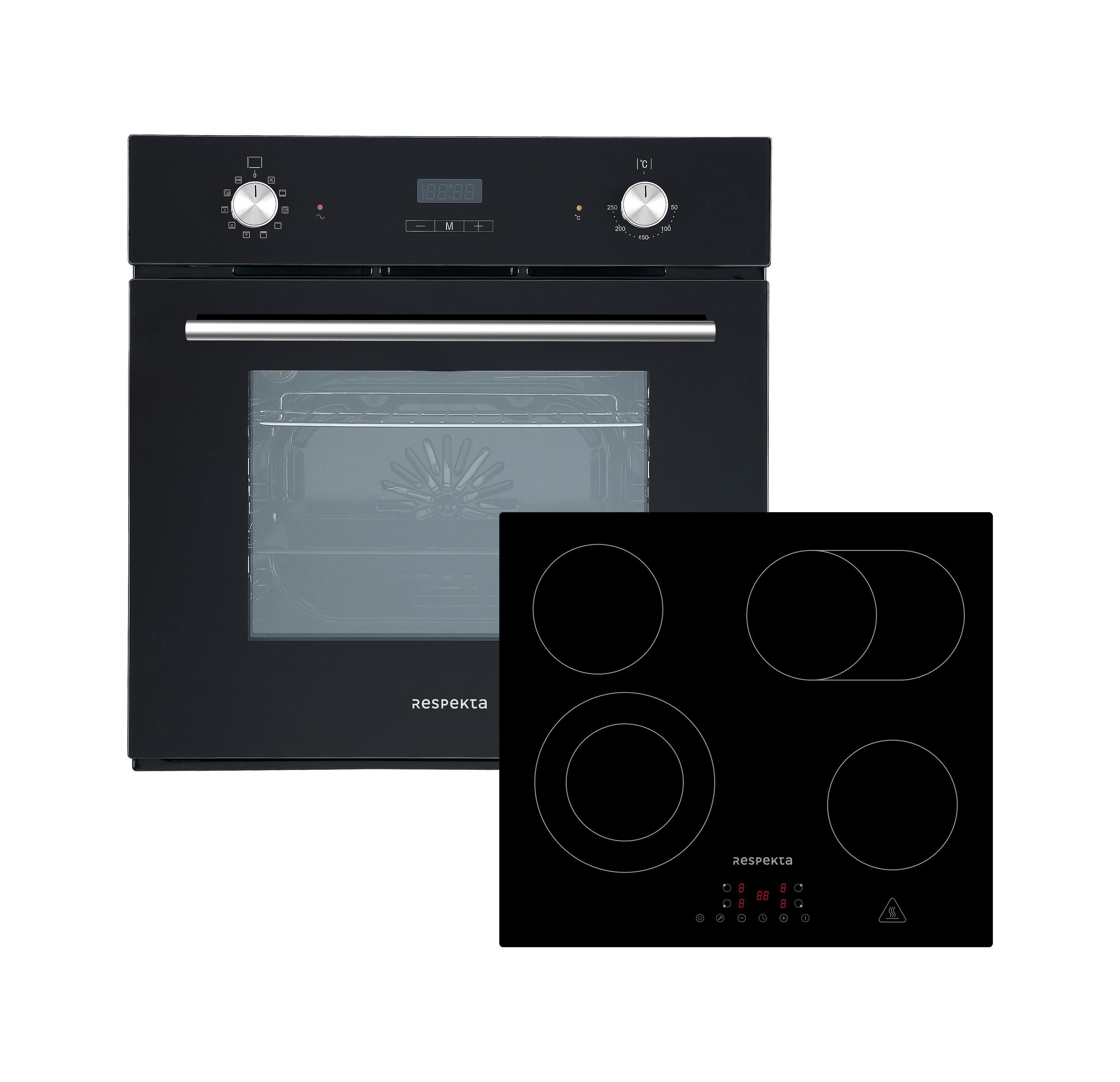 Backofen Herd Kochfeld Glaskeramik Herdset Einbau Heißluft Touch Control Respekta ASET6005500