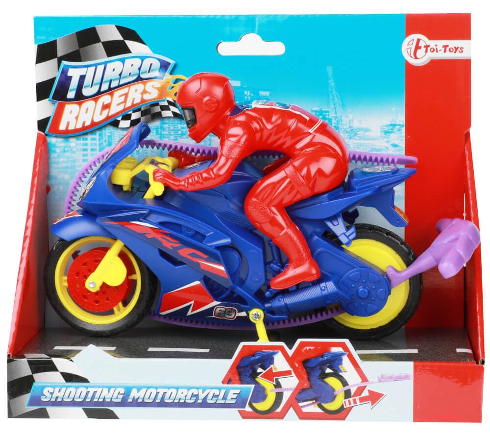 BEMIRO Blaues Turbo Racers Motorrad mit Abschuss