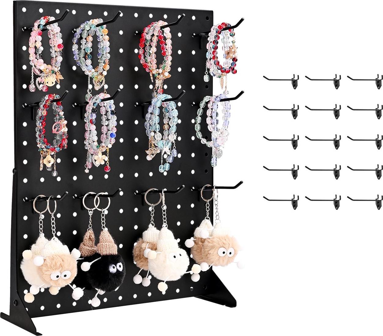 VEVOR Stecktafel Displayständer, 440x330x114 mm, Präsentationsständer mit 15 Haken, Tafelplatte aus kaltgewalztem Stahl für Lebensmittelgeschäfte, Einzelhandelsgeschäfte & Juweliergeschäfte