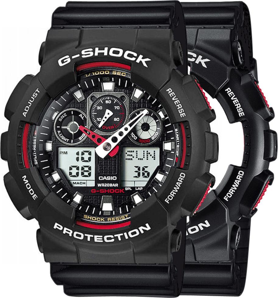 Hodinky Casio G-Shock SET GA-100-1A4ER + BEZEL 10508136 + BAND 10347688 20BAR